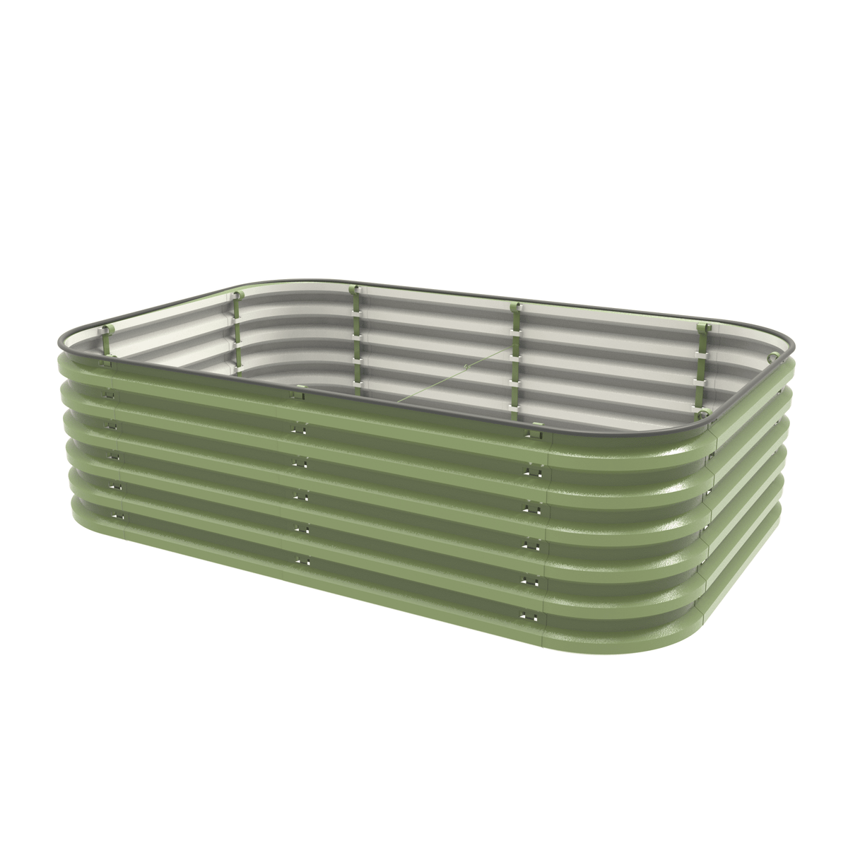 Olive-green modular metal raised garden bed kit