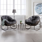 Outdoor Rattan Rocking Chair,Padded Cushion Rocker Recliner Chair Outdoor for Front Porch, Living Room, Patio, Garden, Grey