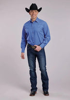 Roper 2925 Solid Broadcloth (Blue) - Men's Western Shirt