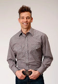 Roper 1888 Retro Print (Wine) - Men's Western Shirt — product image