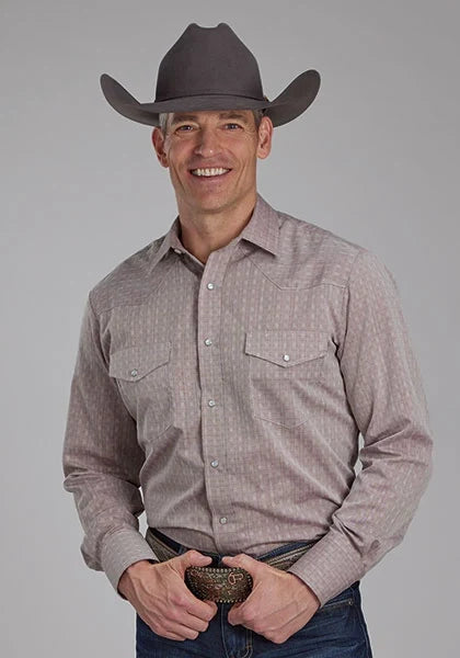 Roper 2112 Tone On Tone (Red) - Men's Western Shirt — product image