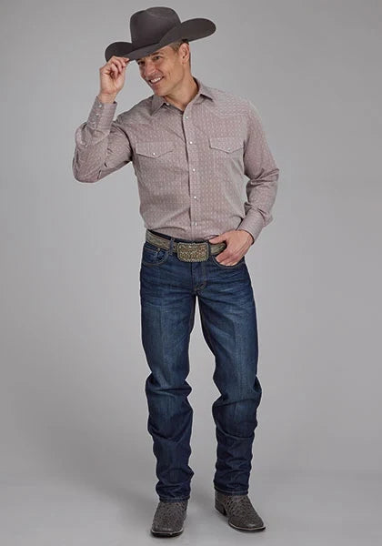 Roper 2112 Tone On Tone (Red) - Men's Western Shirt