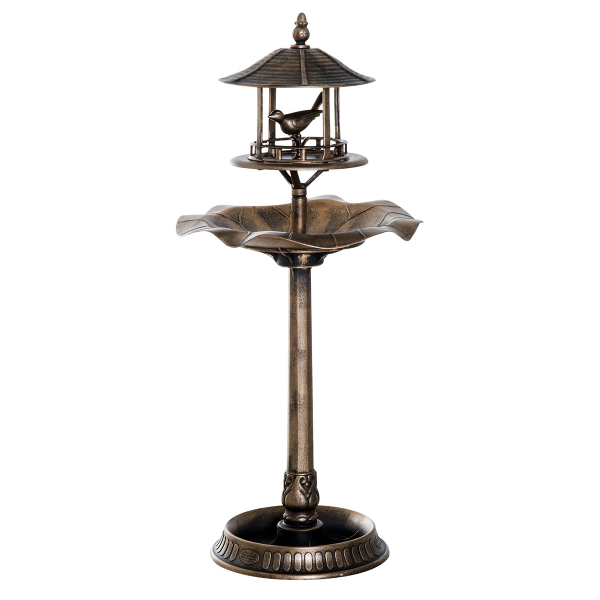Outsunny 3-in-1 Garden Bird Bath Bowl Pedestal with Bird Feeder and Planter