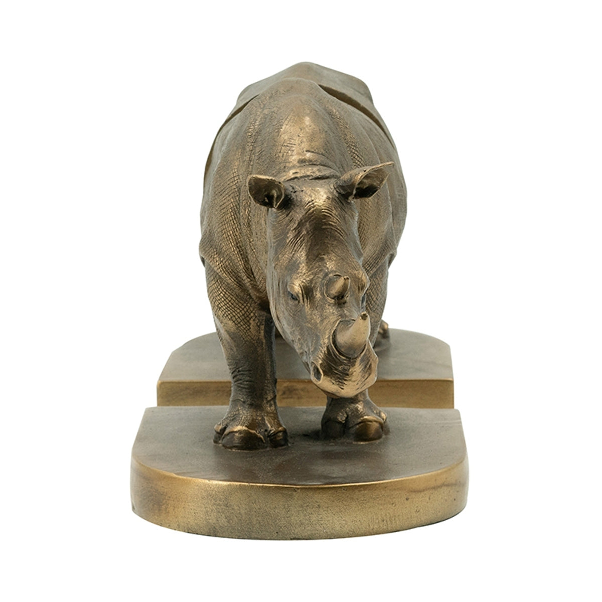Rhino Bronze Bookends Set of 2 with Vintage-Modern Style - Bronze