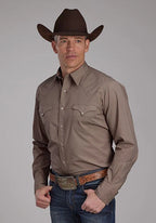 Roper 2221 Solid (Brown) - Men's Western Shirt — product image