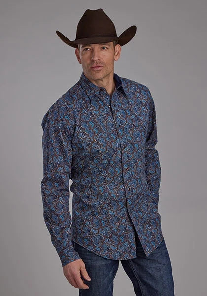 Roper 2172 River Paisley (Blue) - Men's Western Shirt — product image