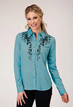 Roper 1874 Challis (Turquoise) - Women's Western Blouse — product image