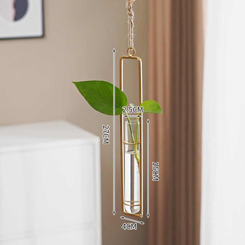 Scandinavian Glass Propagation Vase with Iron Frame