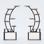 9 Tiered Indoor Plant Stand with 5 Adjustable Grow Lights - Light Brown