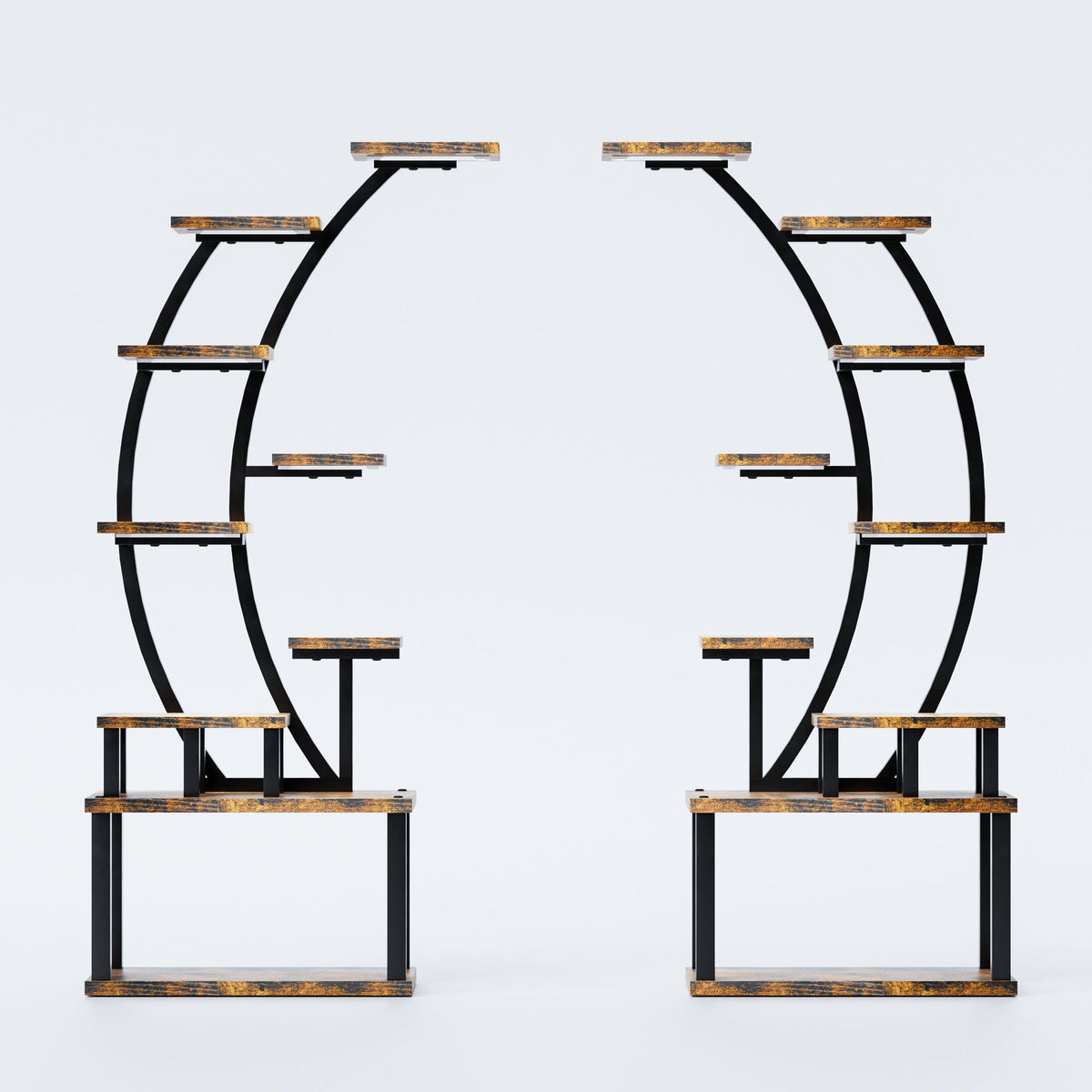 9 Tiered Indoor Plant Stand with 5 Adjustable Grow Lights - Light Brown