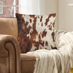 Baha Ranch Brown Cow Hide Print Velvety Soft Throw Pillow Case Made in America