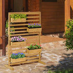 Wooden Plant Trellis Stand with 5 Planter Boxes - Natural Fir