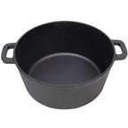 2 in 1 Pre-Seasoned Cast Iron Dutch Oven With Dual Handles, Outdoor Camping Deep Pot for Camping Fireplace Cooking BBQ Baking Campfire, 5 Quart.With 1pc Iron Pot Rack.