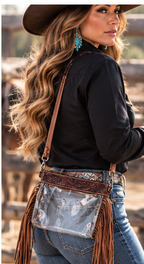 Nightlife Tooled Leather Clear Fringe Purse- Branding Iron Western Wear
