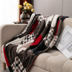 Tache Brown Red Sunset Maple Farmhouse Plaid Patchwork Throw Blanket (4025)