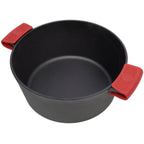 2 in 1 Pre-Seasoned Cast Iron Dutch Oven With Dual Handles, Outdoor Camping Deep Pot for Camping Fireplace Cooking BBQ Baking Campfire, 5 Quart.With 2pcs Silicone Handel Covers.