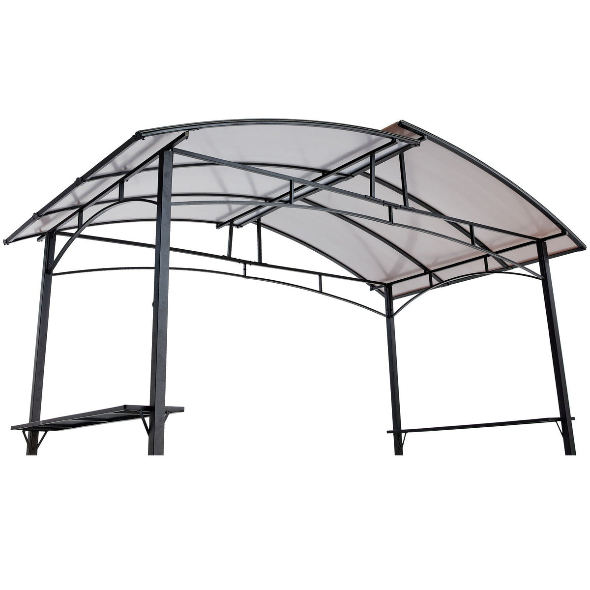 Grill Gazebo 8x5 Ft with Steel Hardtop and Side Shelves - Black