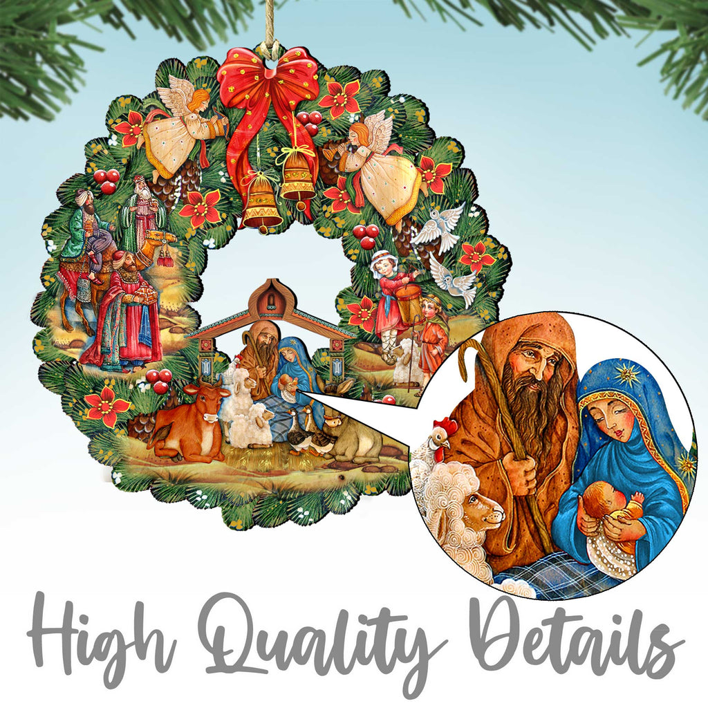 Glory to God Ball Wooden Ornaments by Gelsinger - Nativity Holiday Decor - 8021010-1722