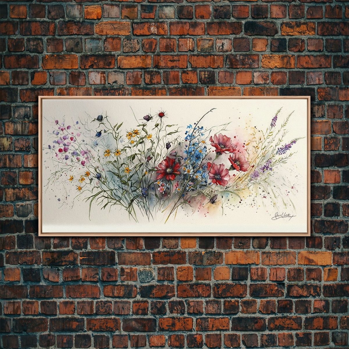 Beautiful Wildflowers, Wild Flower Art, Watercolor Floral Framed Canvas Print, Wall Art, Rustic Farmhouse Decor, Classic Art, Mother's Day — product image