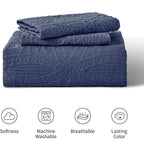 Love's Cabin King Coverlet Set, Quilt and 2 Shams, Blue Farmhouse