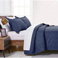 Love's Cabin King Coverlet Set, Quilt and 2 Shams, Blue Farmhouse