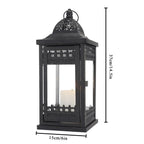 14.5"High Vintage Hanging Lantern（Black with Gold Brush）