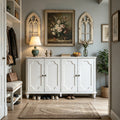 Vintage Distressed Sideboard Buffet Cabinet with Ample Storage - Distressed White