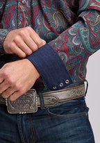 Stetson 3202 Lodge Paisley (Wine) - Men's Western Shirt