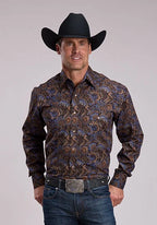 Stetson 3205 Tobacco Paisley (Brown) - Men's Western Shirt
