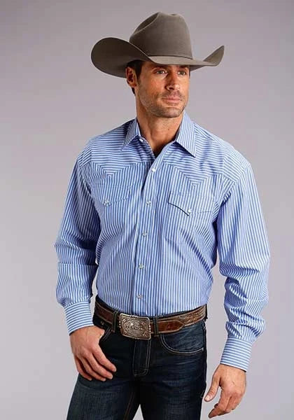Stetson 0898 Candy Stripe (Blue) - Men's Western Shirt — product image