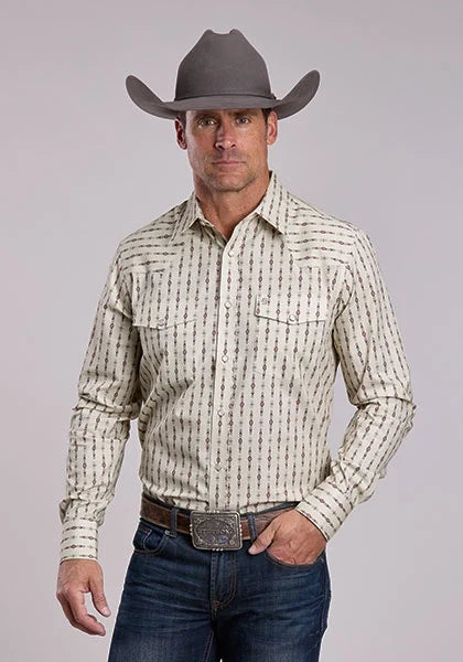 Stetson 2875 Southwest Stripe (Cream) - Men's Western Shirt — product image