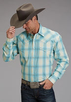 Stetson 1929 Aqua Ombre (Blue) - Men's Western Shirt — product image