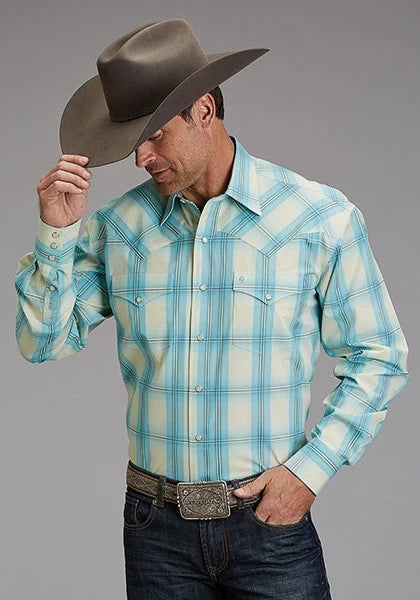 Stetson 1929 Aqua Ombre (Blue) - Men's Western Shirt — product image