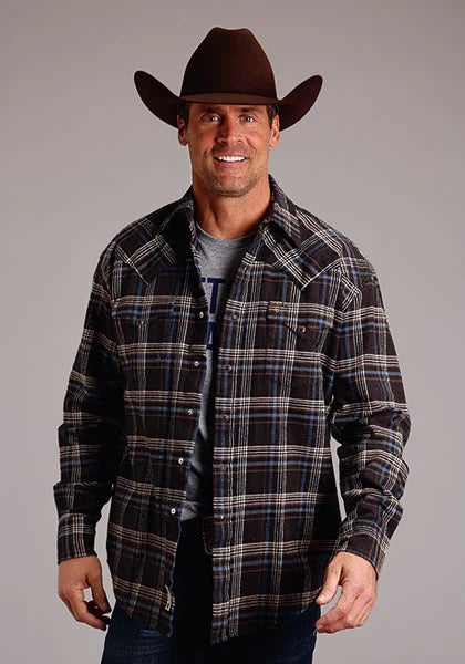 Stetson 1808 Plaid Flannel (Brown) - Men's Western Shirt — product image