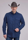 Stetson 2473 Heather Flannel (Navy) - Men's Western Shirt — product image