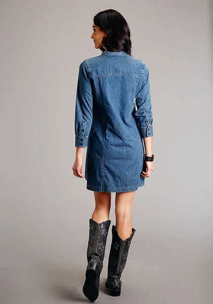 Stetson 3/4 Sleeve (Blue) - Women's Denim Dress
