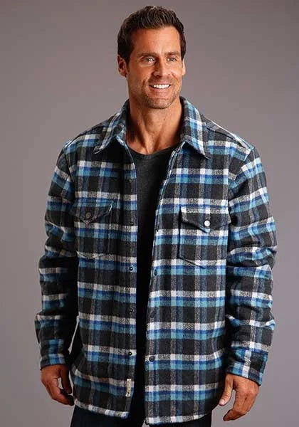 Stetson Plaid Flannel (Blue) - Men's Wool Shirt Jacket — product image