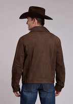 Stetson Corduroy Look (Dark Brown) - Men's Leather Jean Jacket