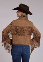 Stetson Western Fringe (Tan) - Women's Cropped Suede Leather Jacket