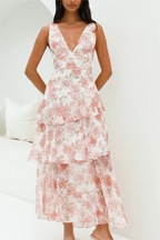 Women's Floral Asymmetrical Tiered Midi Dress — product image