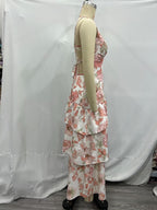 Women's Floral Asymmetrical Tiered Midi Dress