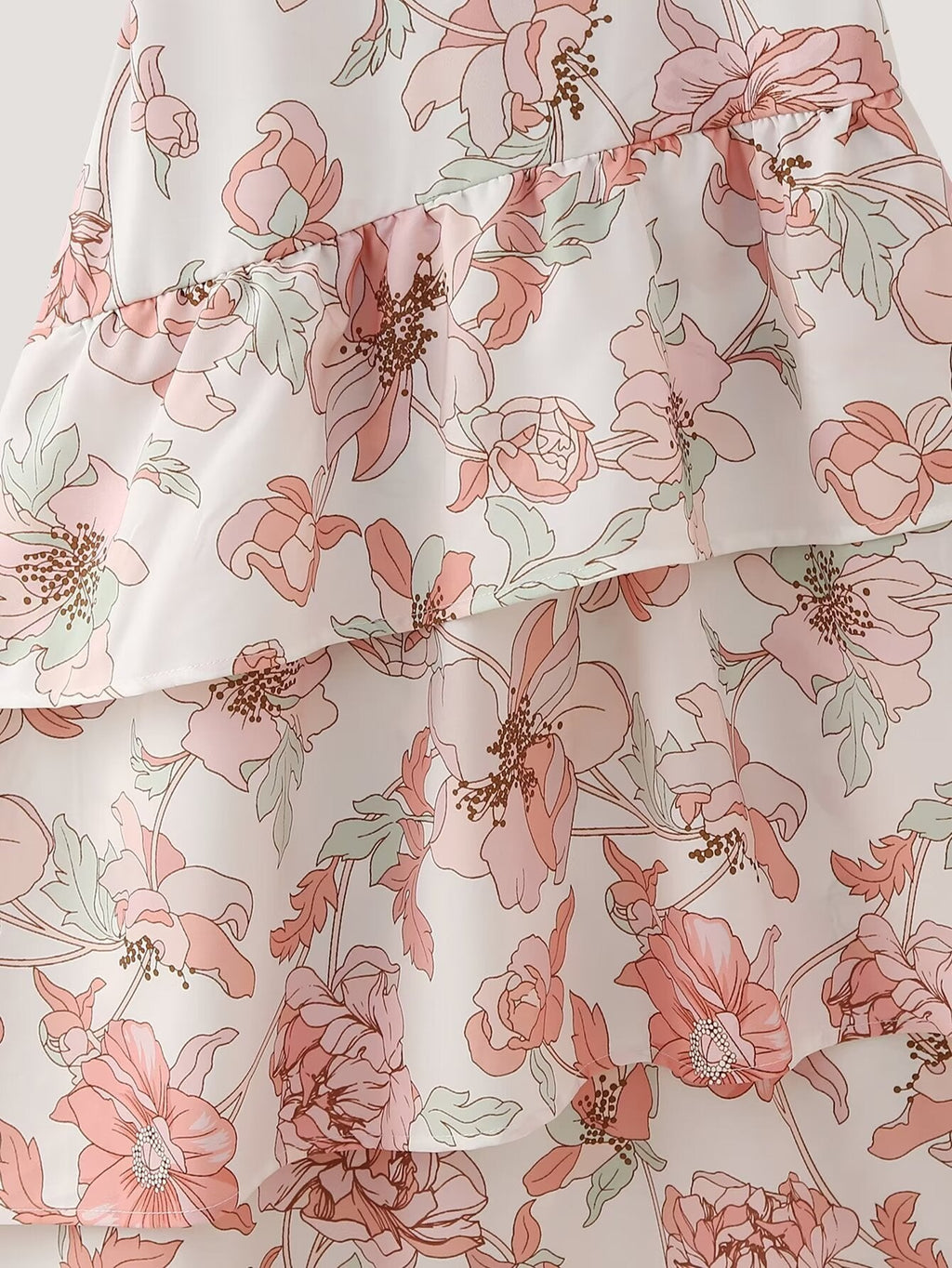 Women's Floral Asymmetrical Tiered Midi Dress