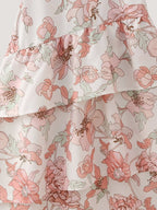 Women's Floral Asymmetrical Tiered Midi Dress
