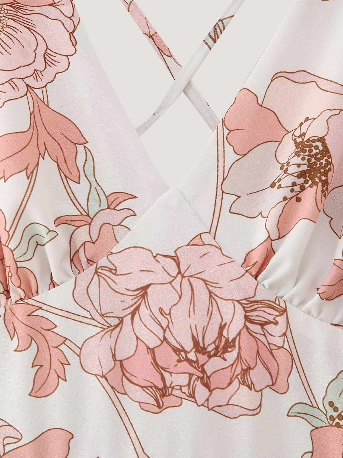 Women's Floral Asymmetrical Tiered Midi Dress