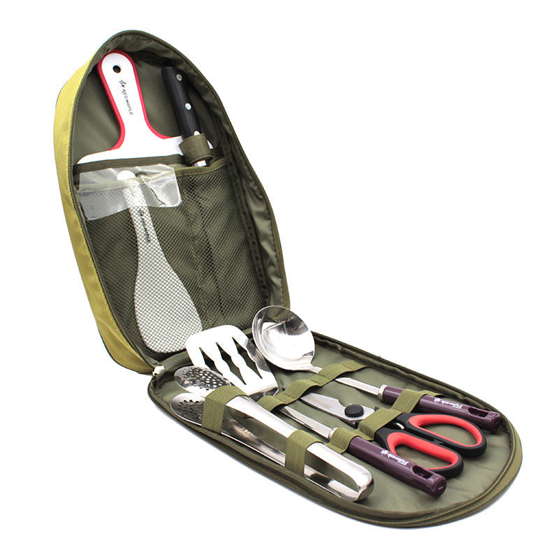 8pcs Camp Kitchen Cooking Utensil Set Travel Organizer Grill Accessories Portable Compact Gear For BBQ Camping Hiking — product image