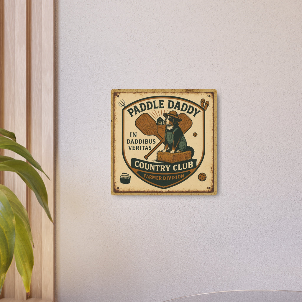 Farmer Division Metal Sign Rustic Barn Decor, Funny Farmhouse Wall Art, Paddle Daddy Country Club Gift for Farmers Tractor Lovers