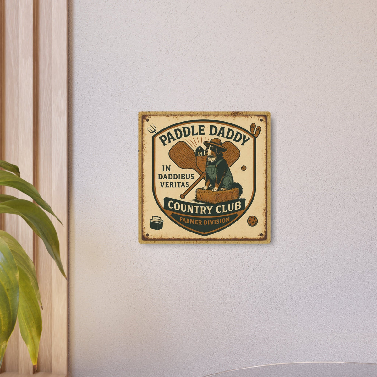 Farmer Division Metal Sign Rustic Barn Decor, Funny Farmhouse Wall Art, Paddle Daddy Country Club Gift for Farmers Tractor Lovers