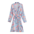 Women Clothing Summer Light Elegant Fashionable Floral Print Belt Kimono Jacket
