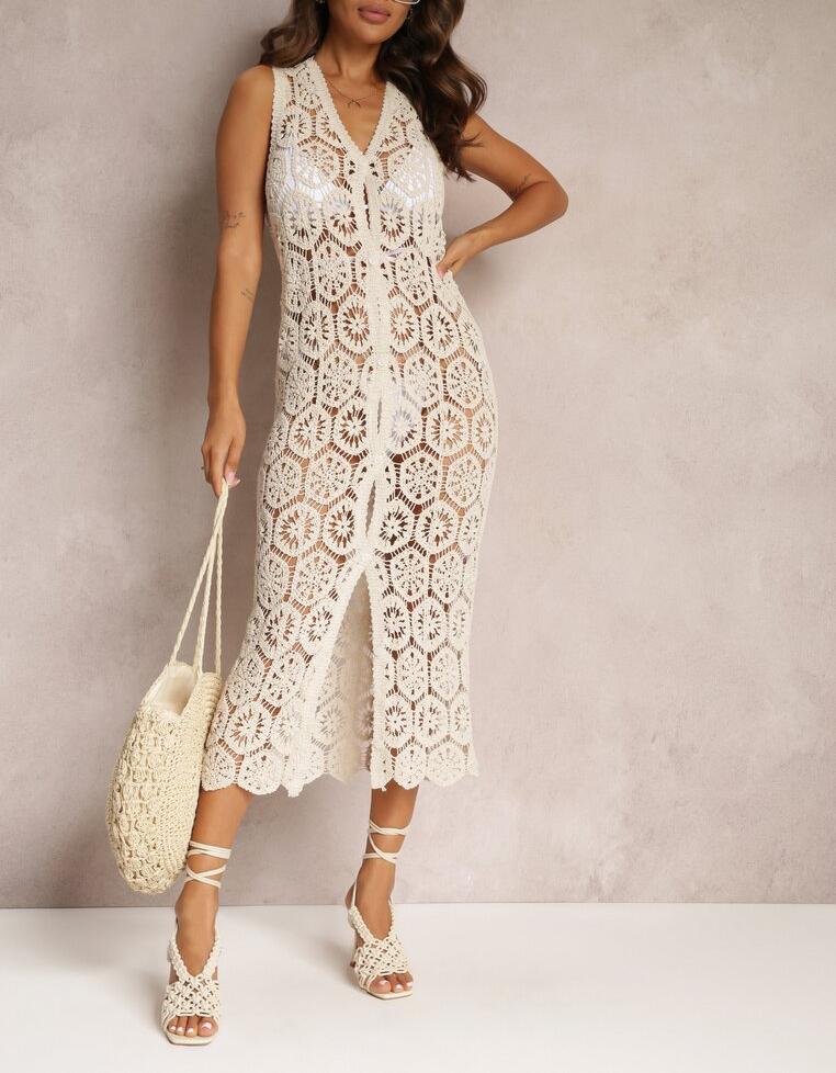 Women Crochet Openwork Blouse With A Stylish Bohemian Style Cardigan — product image