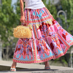 Summer Skirt Printed Ruffled Large Swing Long Skirt Women Skirt — product image